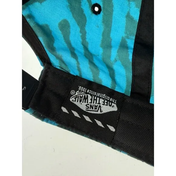 VANS OFF THE WALL Hat Cap Adult Teal Blue Zebra Print Snapback - Picture 7 of 9